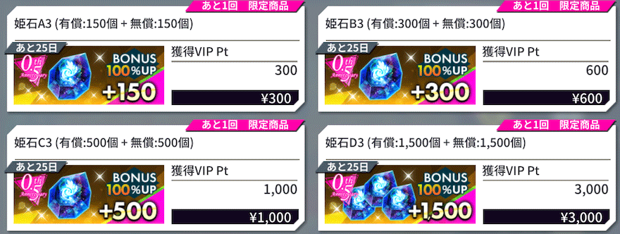 0.5th Anniversary 姫石購入ボーナス