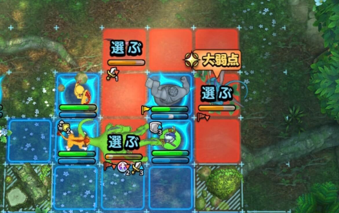 中心に誘導した敵をうごくせきぞうで攻撃する