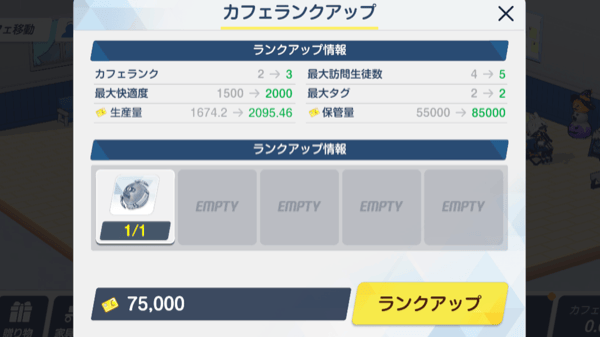 カフェのランクアップ