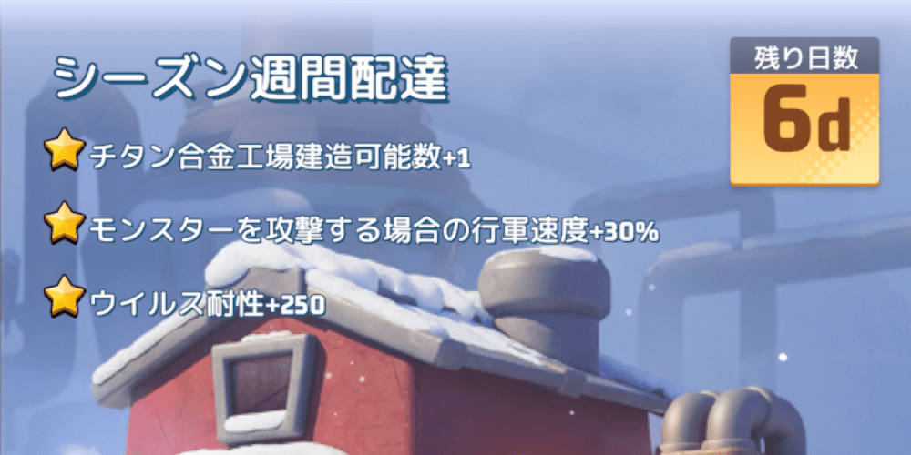 シーズン週間配達報酬