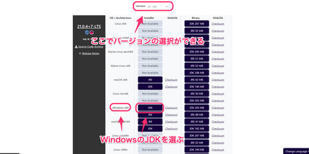 javaのダウンロード