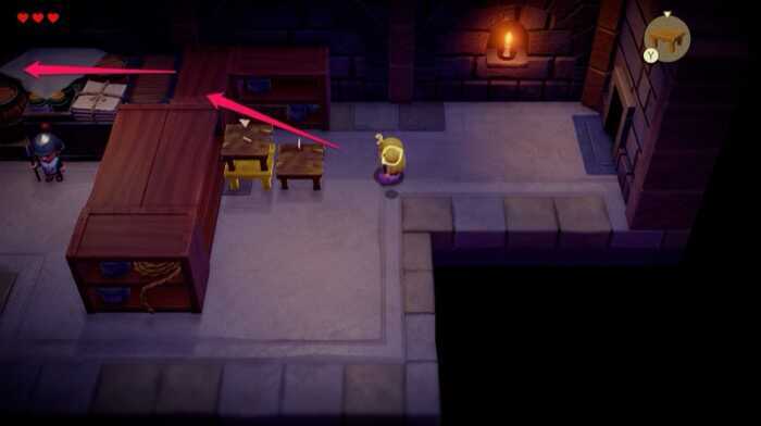 テーブルを足場にして進む