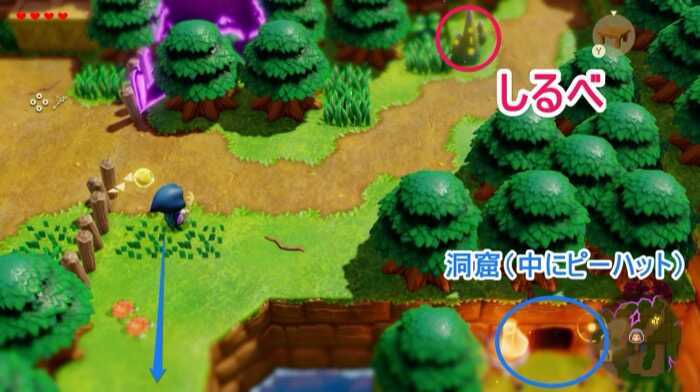 しるべとピーハットの洞窟の場所