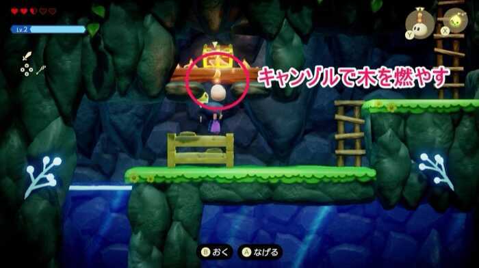 キャンゾルで木を燃やして宝箱入手
