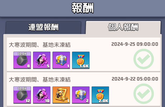 イベント目標報酬