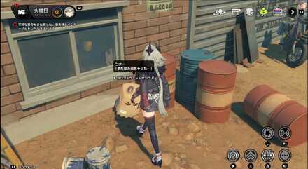 上層区域の倉庫の前にいるタンブルウィードボンプと話す