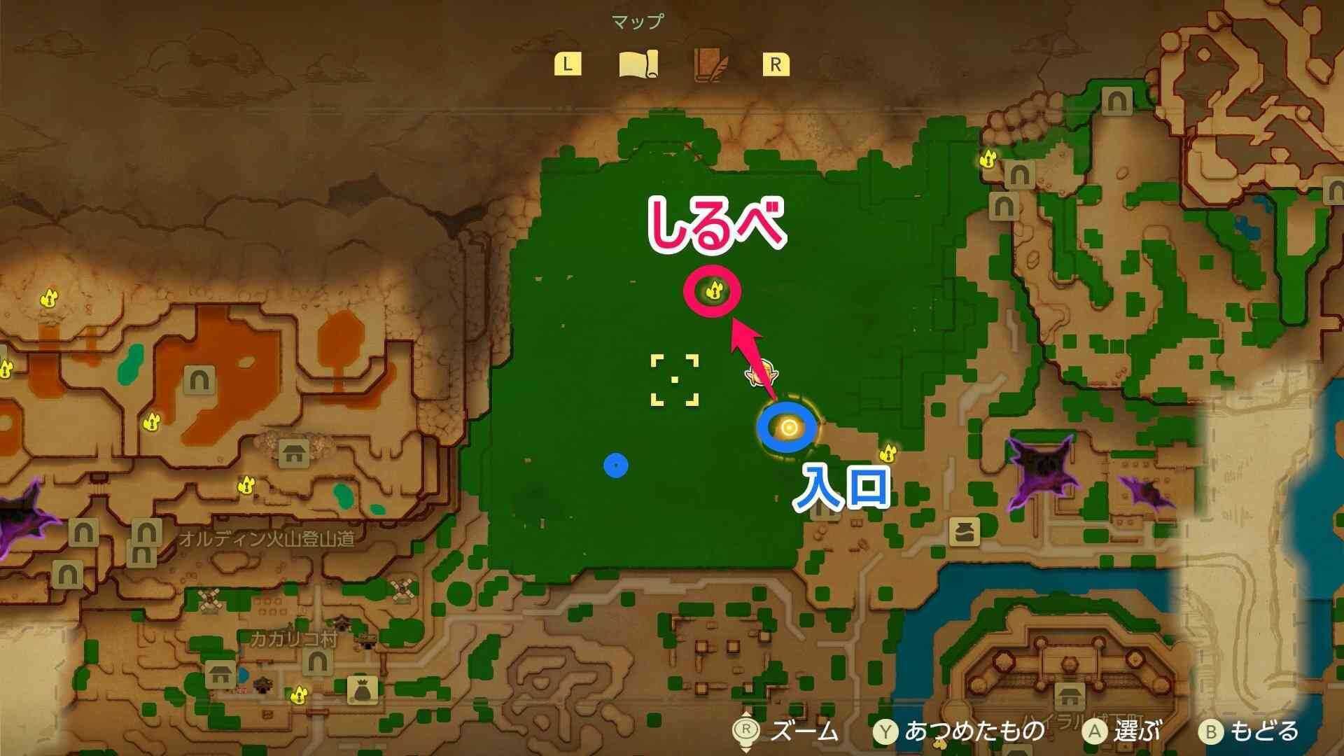 いにしえの森しるべまでのマップ