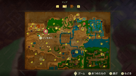 カカリコ村北東のどんぐり拾いの場所マップ