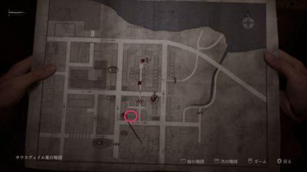 バーニーリィーズのメモの入手場所のマップ