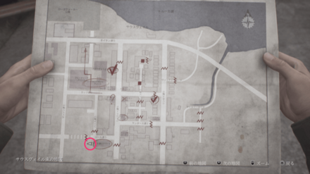 ソール通りのメモ（3枚目）の入手場所のマップ