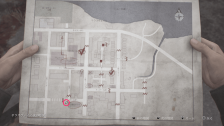 ソール通りのメモ（1枚目）の入手場所のマップ