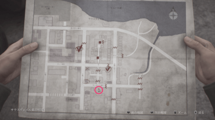 コードの書かれたメモの入手場所のマップ