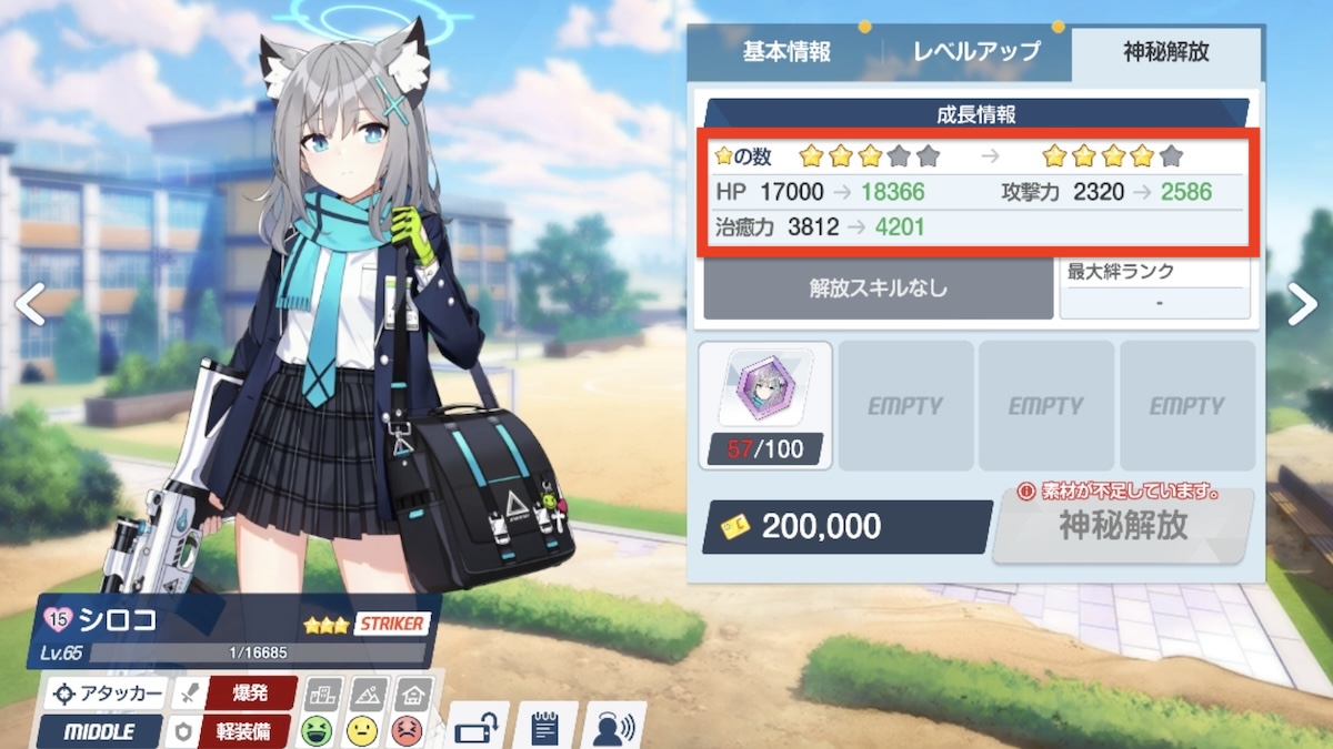 キャラのステータス上昇