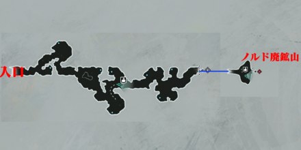 ノルド廃鉱山の入口までのマップ