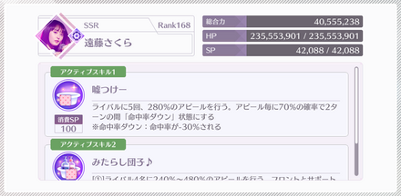 最も対策優先度が高いのは遠藤 さくらの命中率ダウン