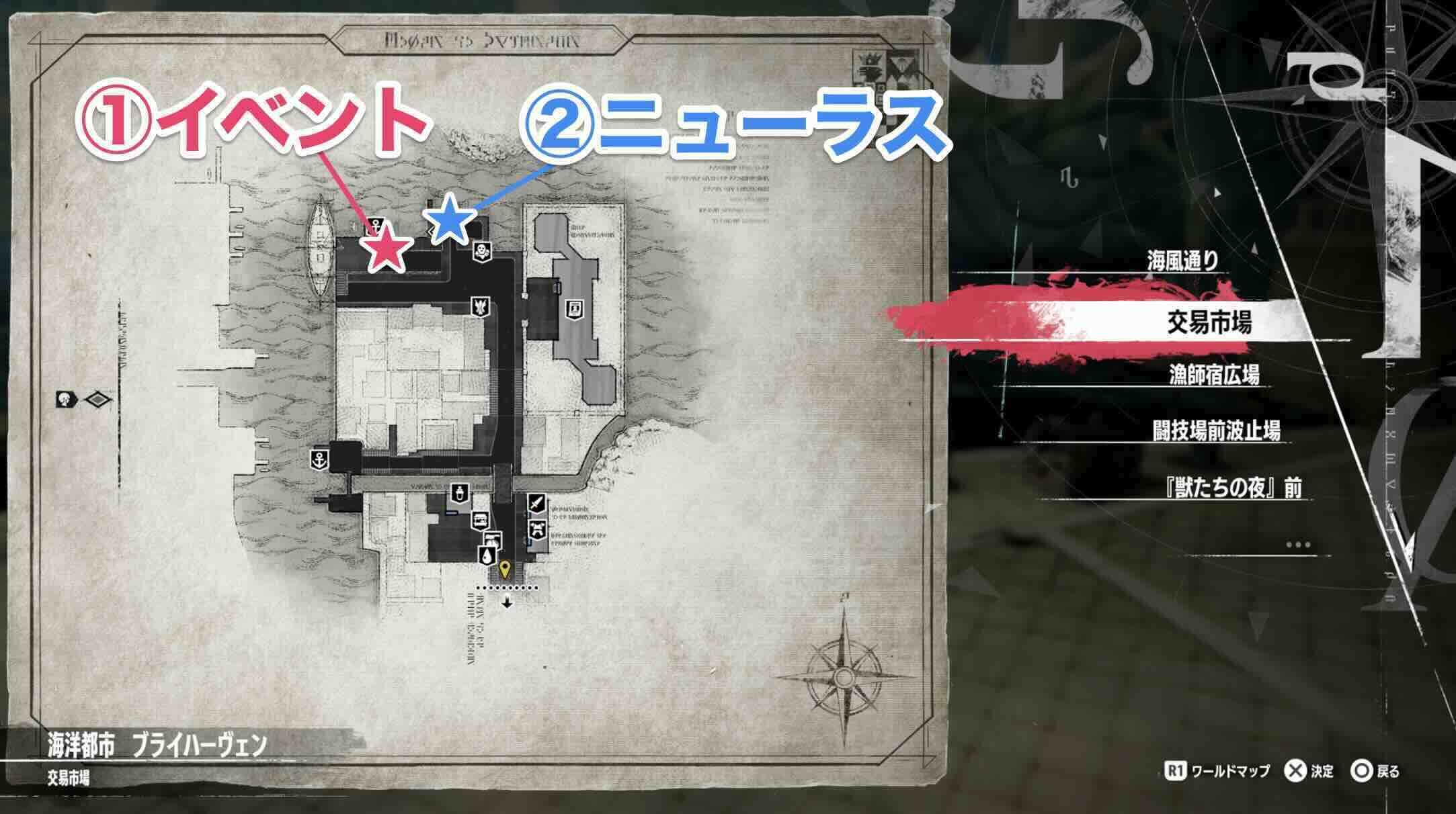 イベントとニューラスの位置