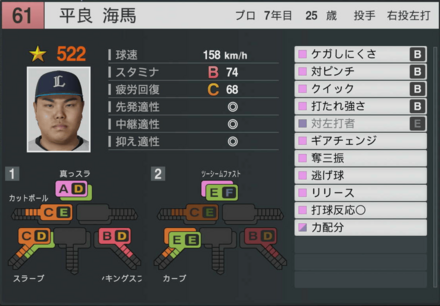 平良海馬の能力