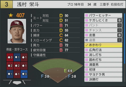 浅村栄斗の能力