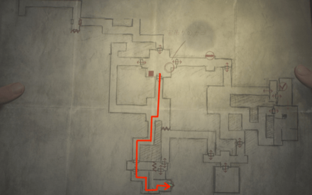 壁の穴までのルート