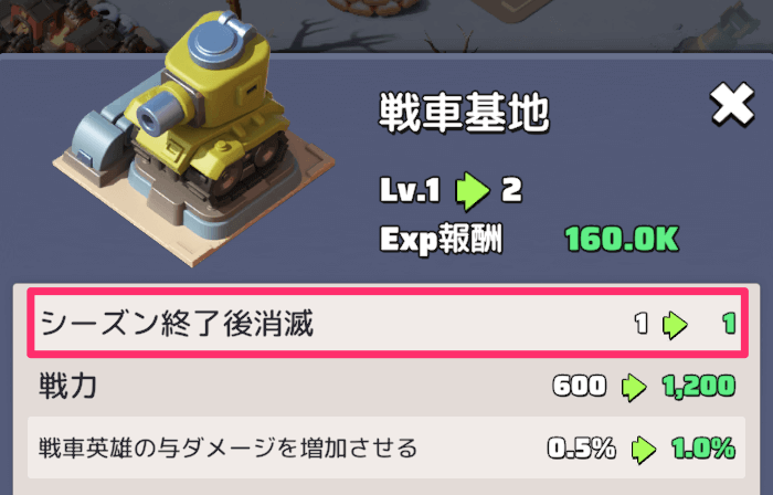 戦車基地/航空機基地/ロケラン基地はシーズン終了後に消える