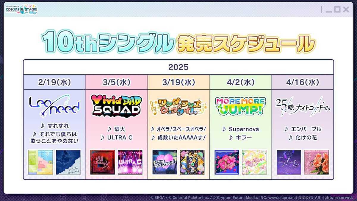 10thシングル発売スケジュール