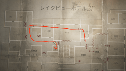 エレベーターまで進む