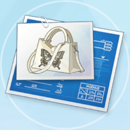 蝶柄のショルダーバッグの設計図画像