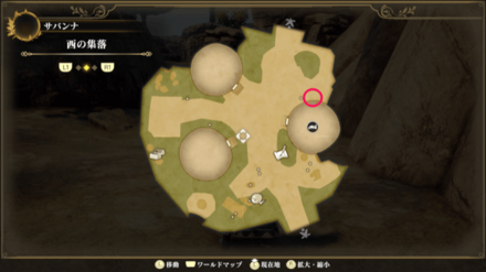 西の集落のマップ