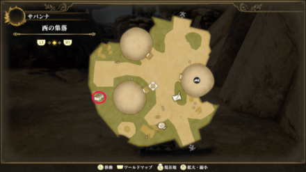 西の集落のマップ