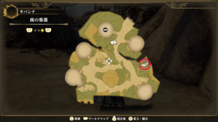 南の集落のマップ