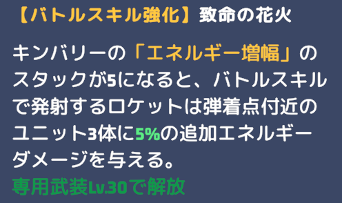専用武装のレベルが一定に達すると新スキルが解放される