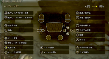 遠距離武器セクレト騎乗時基本操作一覧