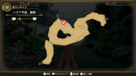 ハリア半島 洞窟のマップ