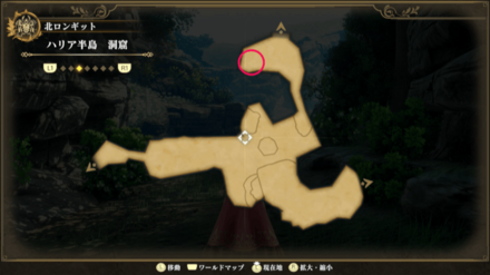 ハリア半島 洞窟のマップ