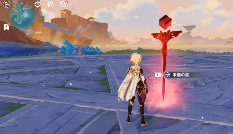 ステージ中央の装置を調べる