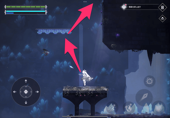 右の壁沿いをリフトを伝って登る