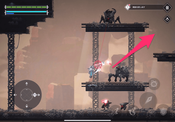 段差を登って右上へ