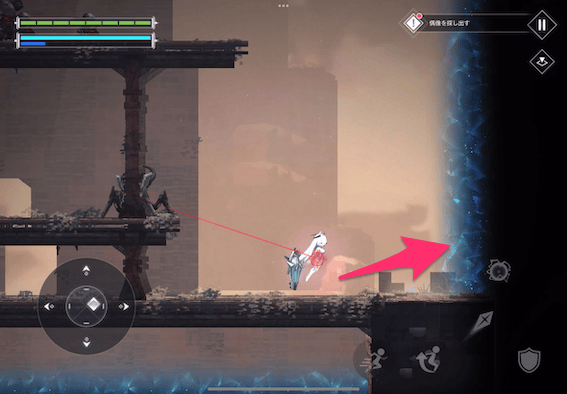 抜けた先を右のエリアへ