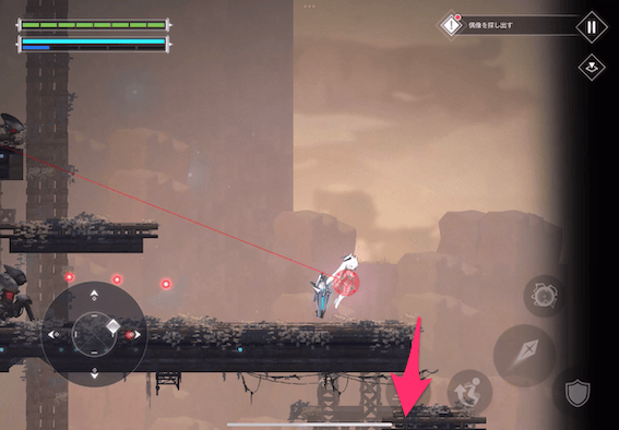 突き当りまで来たら下に降りる