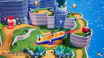 シーソーでリンゴ岩を回収