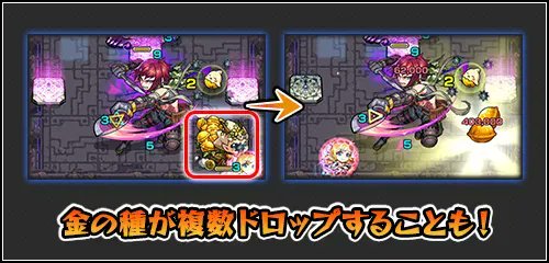 複数の金の種がドロップ