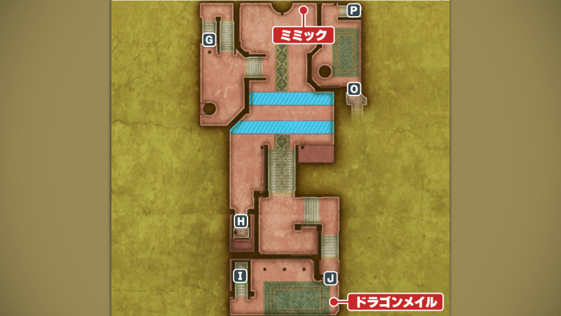 バラモス城_1階・中央棟のマップ