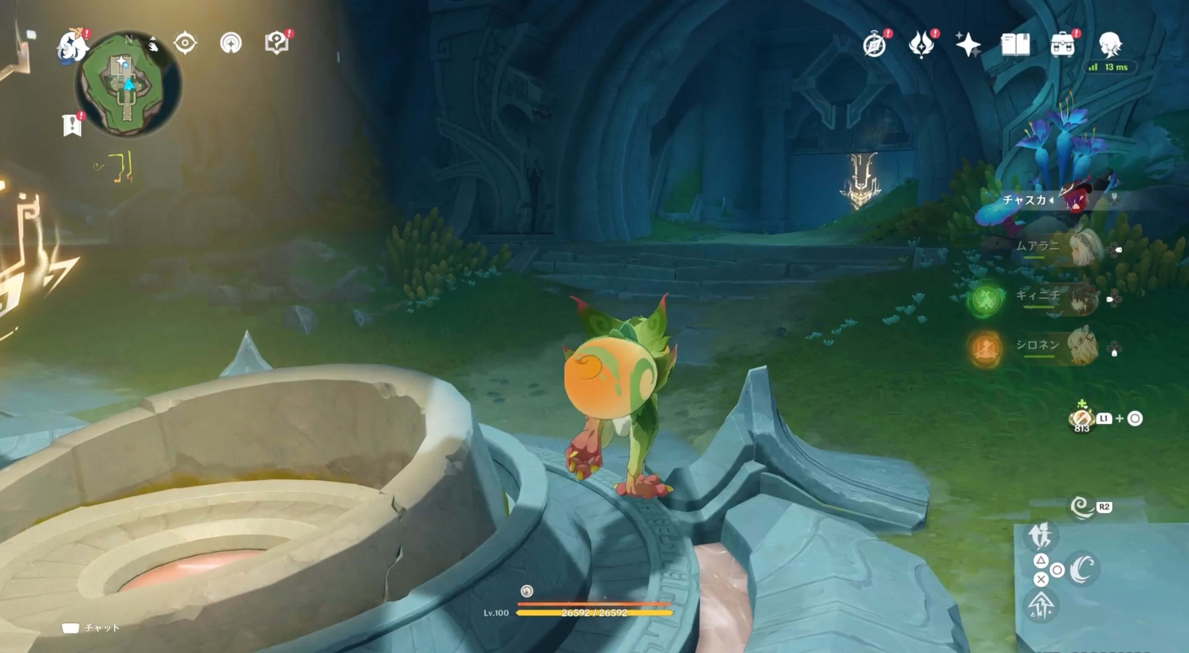 中央の発射装置を経由し奥の扉の赤い装置を起動させる