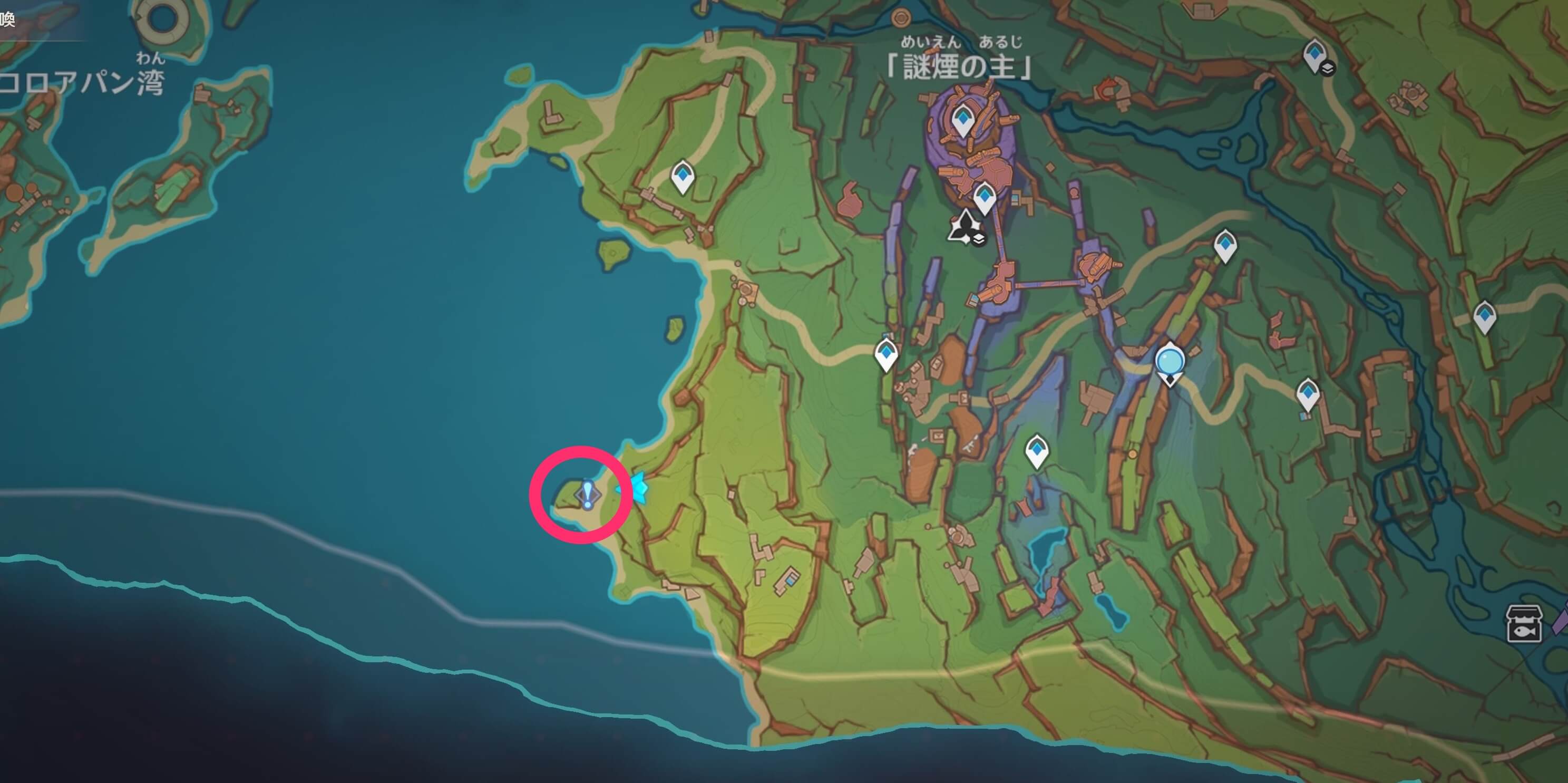 「謎煙の主」から南西の浜に向かう