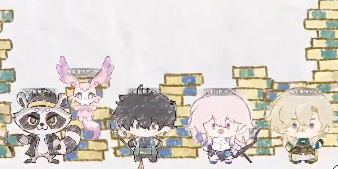 味方のスキル効果を受けているシーン