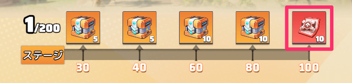 ステージ100到達で装備レシピ(MR)が手に入る