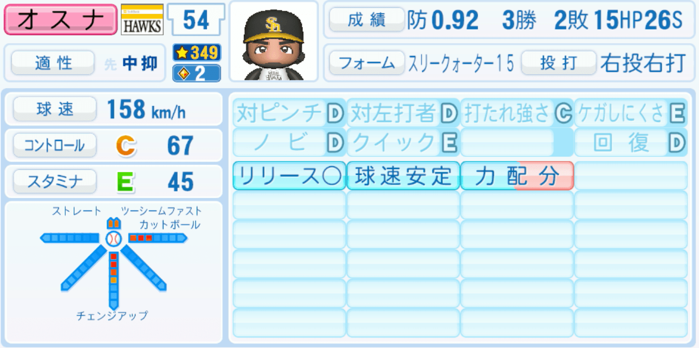 オスナ（ソフトバンク）のステータス画像