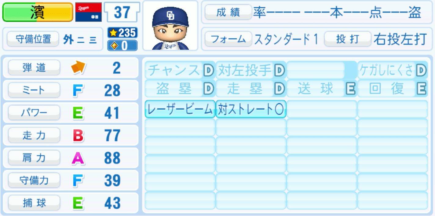 濱将乃介のステータス画像