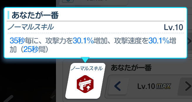 ノーマルスキルでも自身の火力アップができる
