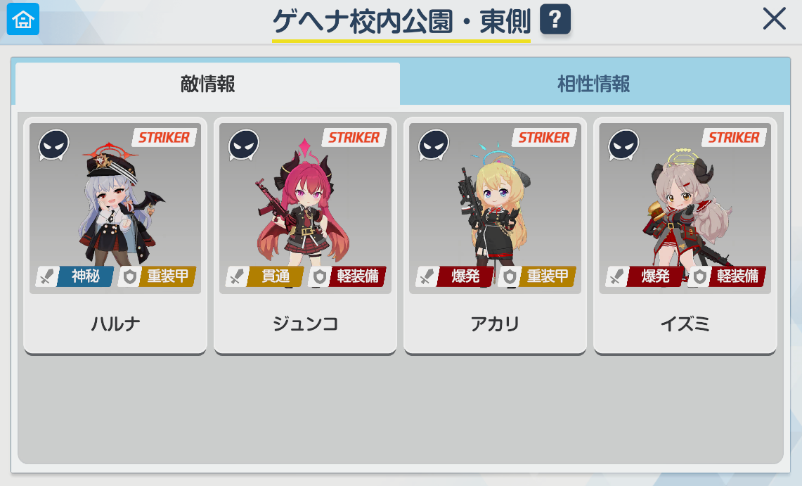 ゲヘナ公園・東側で出現する敵